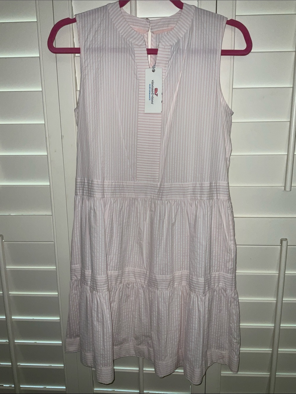 Vineyard Vines Light Pink Sleeveless Tiered Mini Dress
